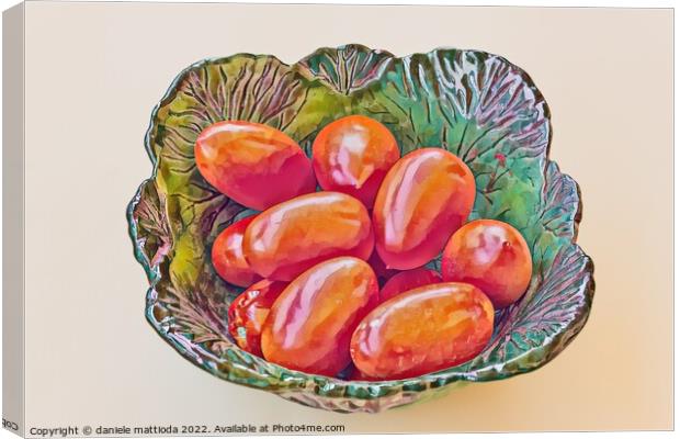 WATERCOLOR PAINTED EFFECT on  perini tomatoes Canvas Print by daniele mattioda