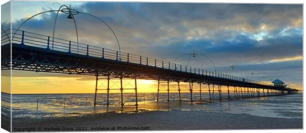 Southport Pier Sunset Canvas Print by Michele Davis