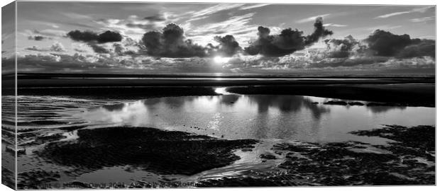 Cleveleys Beach Sunset Monochrome Canvas Print by Michele Davis