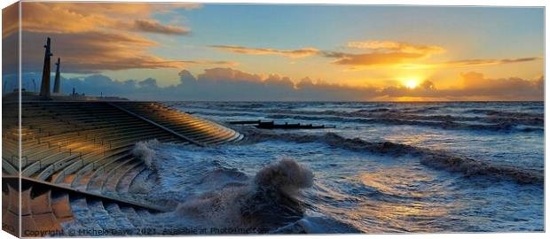 Cleveleys Beach, High Tide Sunset Canvas Print by Michele Davis