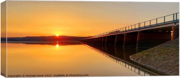 Arnside Viaduct Sunset Canvas Print by Michele Davis