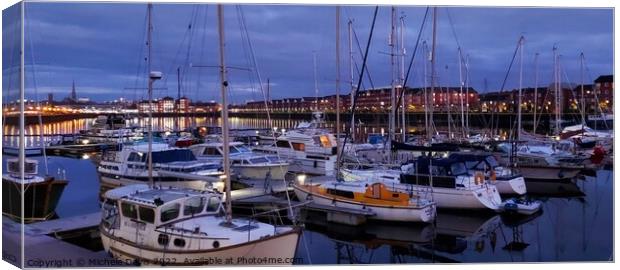 Preston Marina Twilight Canvas Print by Michele Davis