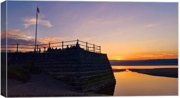 Arnside Pier Sunset Canvas Print by Michele Davis