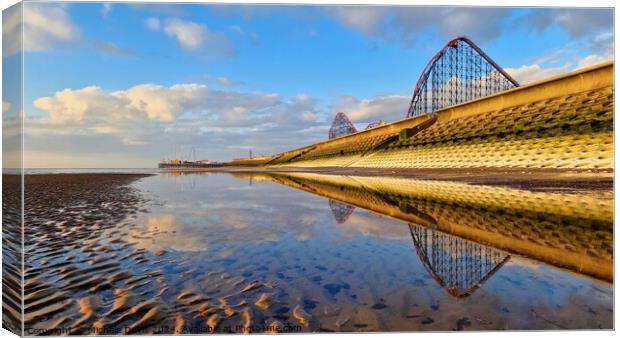 Blackpool Beach Reflections Canvas Print by Michele Davis