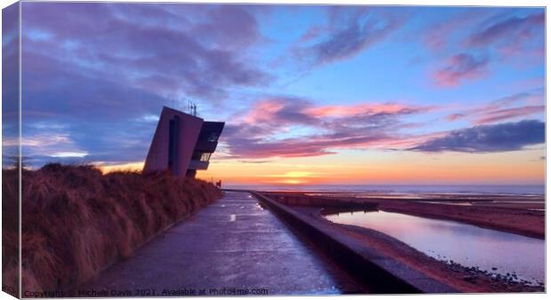Rossall Point Watch Tower sunset Canvas Print by Michele Davis