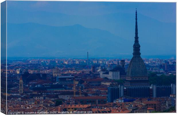 a magnificent view of  Turin with the Mole Antonelliana Canvas Print by susanna mattioda