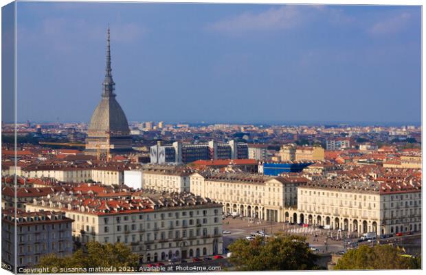 panoramic view of Turin, Piedmont, Italy Canvas Print by susanna mattioda