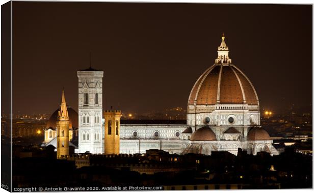 Santa Maria del Fiore, the Florence Duomo by night Canvas Print by Antonio Gravante