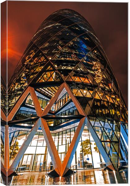 The Gherkin building, 30 St Mary Axe, City of London Canvas Print by Hiran Perera