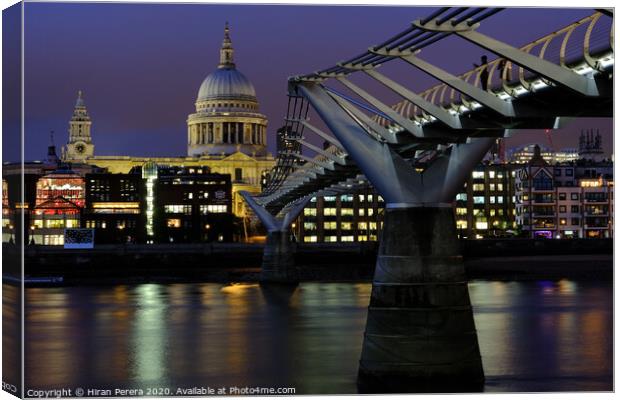 St Paul's Cathedral and the Millennium Bridge Canvas Print by Hiran Perera