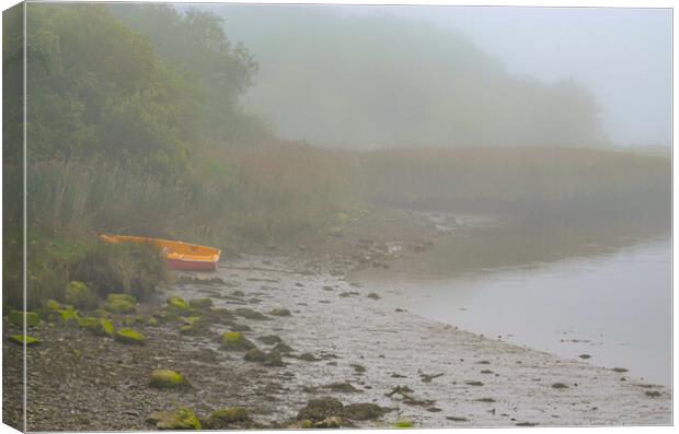 Boat on the bank of the  Nevern Estuary Canvas Print by Alexandra Rutherford