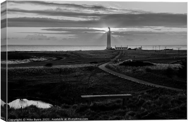 "Radiant Dawn at Barns Ness Lighthouse" Canvas Print by Mike Byers
