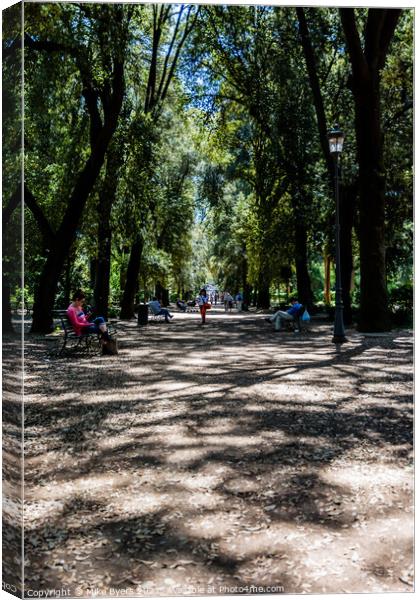 Tranquility in Villa Borghese Park Canvas Print by Mike Byers