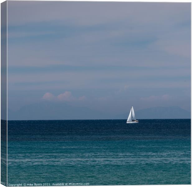 Serene Sailing Journey amid Greek Isles Canvas Print by Mike Byers