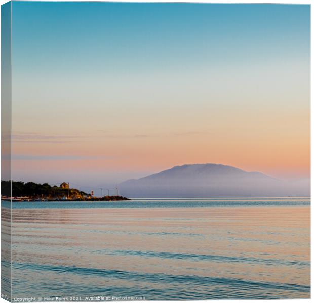 "Misty Kefalonia Awakens" Canvas Print by Mike Byers