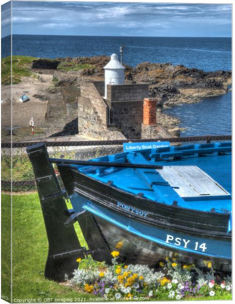 Portsoy Village Banffshire Liberty Boat Garden  Canvas Print by OBT imaging