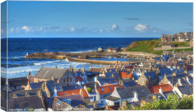 Cullen Harbour and Seatown Scotland Late Summer Light Canvas Print by OBT imaging