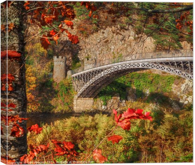 1812 Thomas Telford Craigellachie Bridge Speyside Late Autumn  Canvas Print by OBT imaging