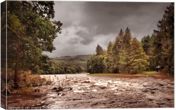 River Rising The River Spey At Tamdhu Speyside Canvas Print by OBT imaging