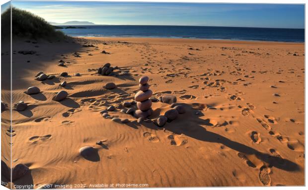Red Point Beach Pebble Tower Late Sun Hues West Highland Scotland Canvas Print by OBT imaging