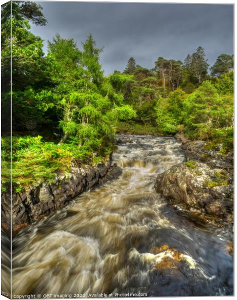River Inver Peat Spate Nr Lochinver Assynt Scottish Highlands Canvas Print by OBT imaging