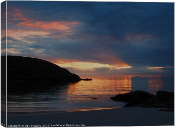 Achmelvich Bay Assynt Sunset Light Ripple Highland Scotland Canvas Print by OBT imaging