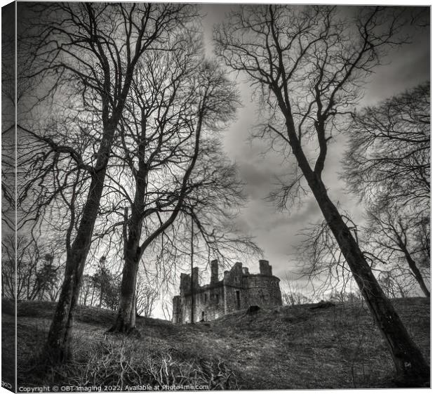 Huntly Castle Morayshire Scotland Monochrome Other Side Canvas Print by OBT imaging
