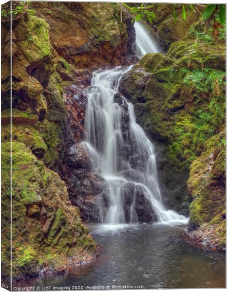 Waterfall Deep In The Forest Scottish Highlands Canvas Print by OBT imaging