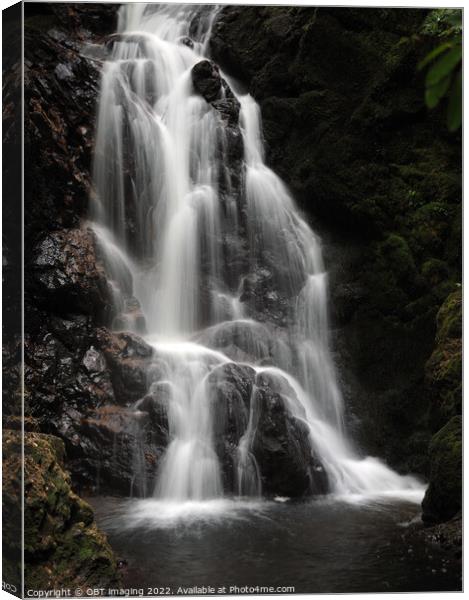 Waterfall Deep In The Forest Scottish Highlands Canvas Print by OBT imaging