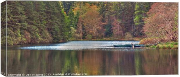 Boats On A Loch Reflections Highland Scotland Canvas Print by OBT imaging