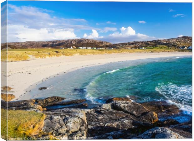 Achmelvich Bay Beach Evening Assynt Highland Scotland Canvas Print by OBT imaging