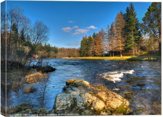 River Spey Spring Light Morning Speyside Highland Scotland Canvas Print by OBT imaging