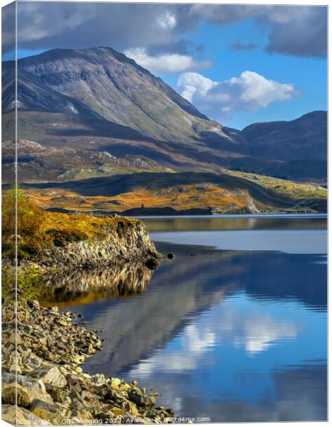 Ben More Loch Assynt Reflections North West Scotland Lochinver Road Light Canvas Print by OBT imaging