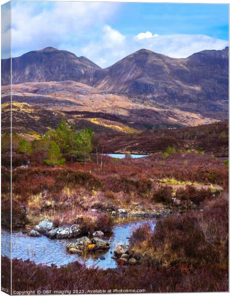 Quinag Mountain Assynt Fishing Scottish Highlands Canvas Print by OBT imaging