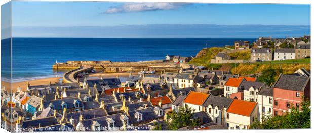 Cullen Harbour and Seatown Golden Glow Morayshire Scotland  Canvas Print by OBT imaging