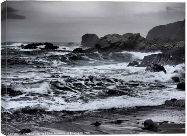 Stormy Sea Near Needle Eye Rock Macduff Scotland Canvas Print by OBT imaging