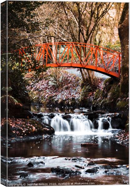 Red Bridge at Gosford Forest  Canvas Print by Jennifer Nelson