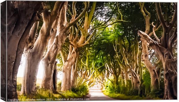 The Dark Hedges Co. Antrim   Canvas Print by Jennifer Nelson