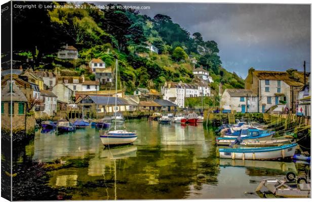 "A Serene Reflection: Polperro Harbour" Canvas Print by Lee Kershaw