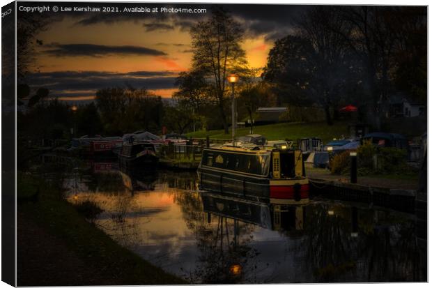 Dusk at Goytre Wharf (Monmouthshire and Brecon Canal) Canvas Print by Lee Kershaw