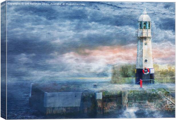 "Misty Morning at Mevagissey Lighthouse" Canvas Print by Lee Kershaw