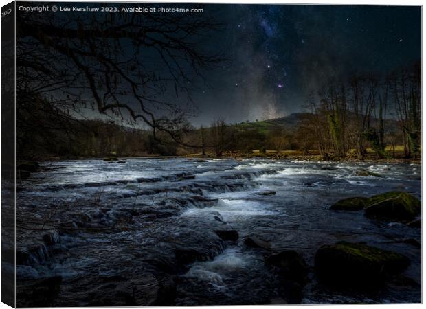 "Torrential Beauty: A Nighttime Symphony" Canvas Print by Lee Kershaw
