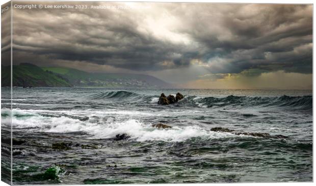 Eternal Battle: Waves Conquer Rock Canvas Print by Lee Kershaw