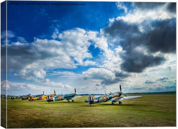 Supermarine Spitfires at the Battle of Britain Canvas Print by Lee Kershaw