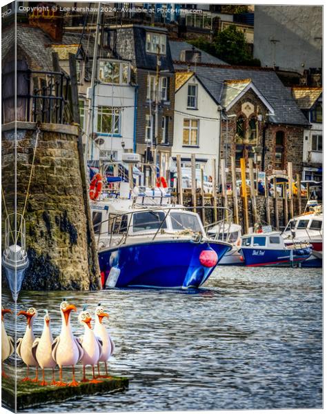 West Looe Quayside with the Pesky Birds Canvas Print by Lee Kershaw