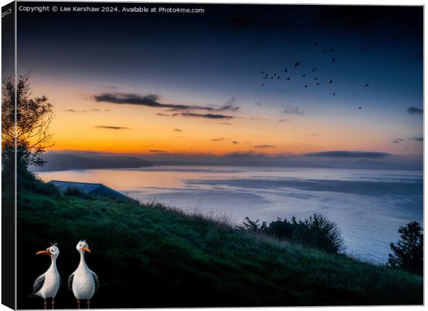Pesky Birds Catching the Dawn at Looe Canvas Print by Lee Kershaw