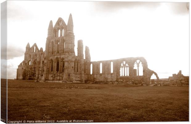 Whitby Abbey ruins in Sepia Canvas Print by Fiona Williams