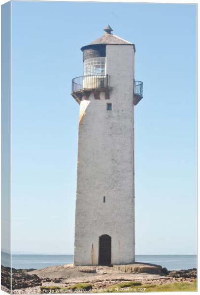 Southerness lighthouse on a beautiful cloud free day Canvas Print by Fiona Williams