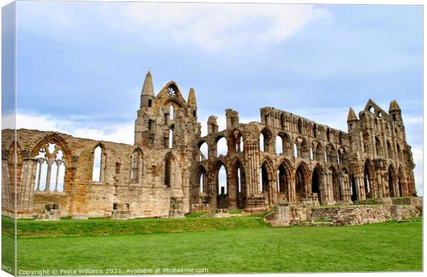 Whitby Abbey Ruins Canvas Print by Fiona Williams