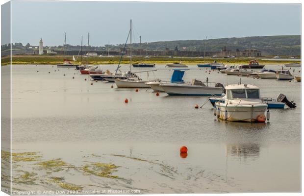 Keyhaven at high tide Canvas Print by Andy Dow